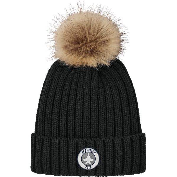 NJ Jets Faux Fur Pom Beanie